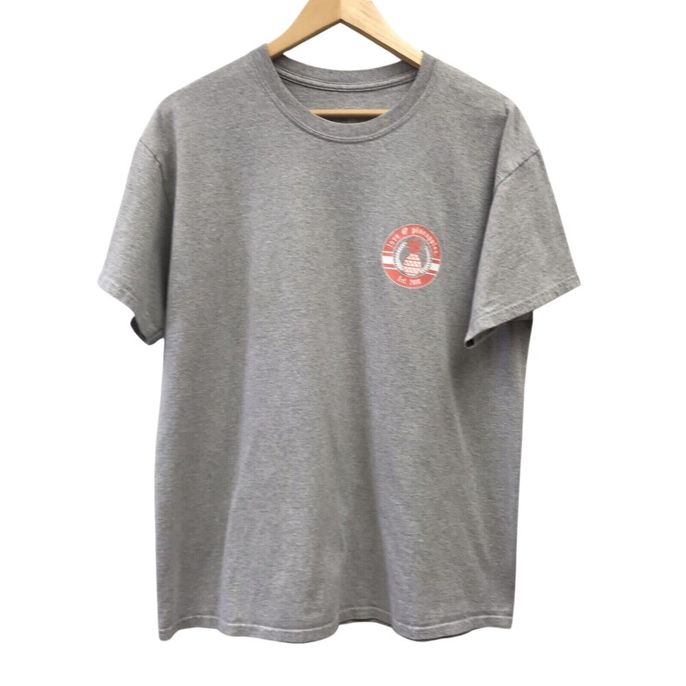 Love & Pineapples T Shirt Womens Large Gray Green Orange White